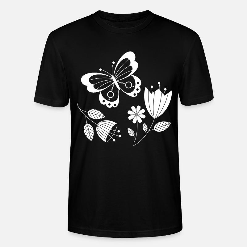 Schmetterling mit Blumen - Stanley/Stella Unisex Bio-T-Shirt CRAFTER - Schwarz