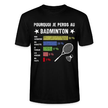 idée cadau badminton Drôle Homme Humour Badminton - T-shirt bio CRAFTER Stanley Stella Unisexe - noir - Devant - Alina (178cm) & Michal (187cm)