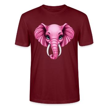 süßer pink rosa Elefant :) - Stanley/Stella Unisex Bio-T-Shirt CRAFTER - Burgunderrot - Vorne - Alina (178cm) & Michal (187cm)