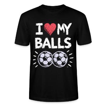 J’adore le design de mes ballons de football - T-shirt bio CRAFTER Stanley Stella Unisexe - noir - Devant - Alina (178cm) & Michal (187cm)