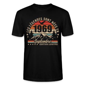 legendär seit September 1969 | September 1969 - Stanley/Stella Unisex Bio-T-Shirt CRAFTER - Schwarz - Vorne - Alina (178cm) & Michal (187cm)