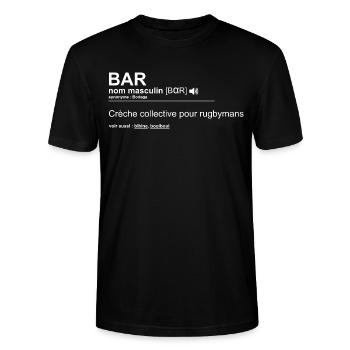 Bar Definition Humor Kinderkrippe Kollektiv Rugby Herren - Stanley/Stella Unisex Bio-T-Shirt CRAFTER - Schwarz - Vorne - Alina (178cm) & Michal (187cm)