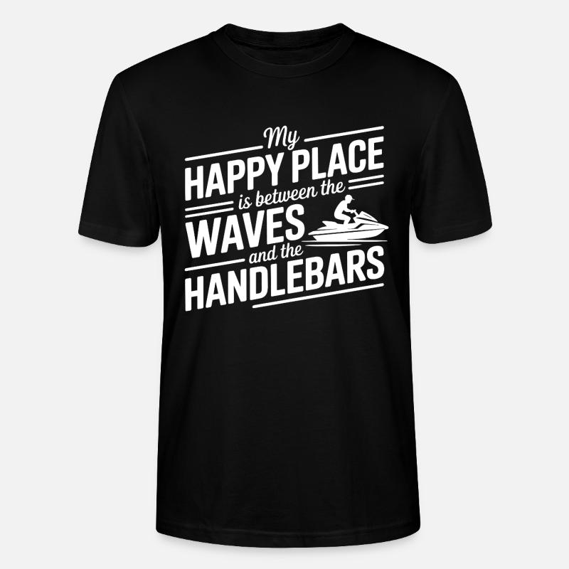 Between Waves & Handlebars Jetski Quote  - Stanley/Stella CRAFTER Unisex Organic T-Shirt - black