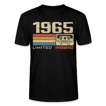 Legenden 1965 Jahrgang 1965 Jubiläum Jahrgang 1965 - Stanley/Stella Unisex Bio-T-Shirt CRAFTER - Schwarz - Vorne - Alina (178cm) & Michal (187cm)