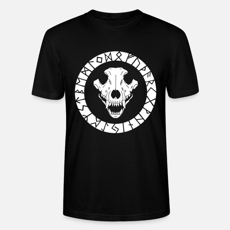 Weißer Wikinger Wolf Schädel - Stanley/Stella Unisex Bio-T-Shirt CRAFTER - Schwarz
