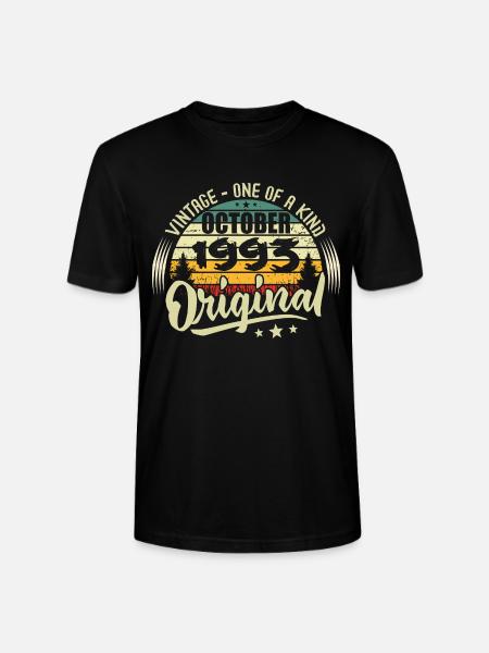 October 1993 Birthday Gift - Stanley/Stella CRAFTER Unisex Organic T-Shirt - black