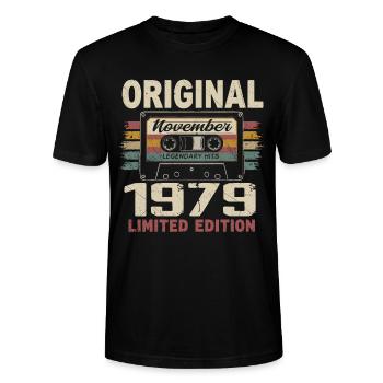 November 1979 Gave November 1979 - Stanley Stella CRAFTER unisex økologisk-T-shirt - sort - Foran - Alina (178cm) & Michal (187cm)