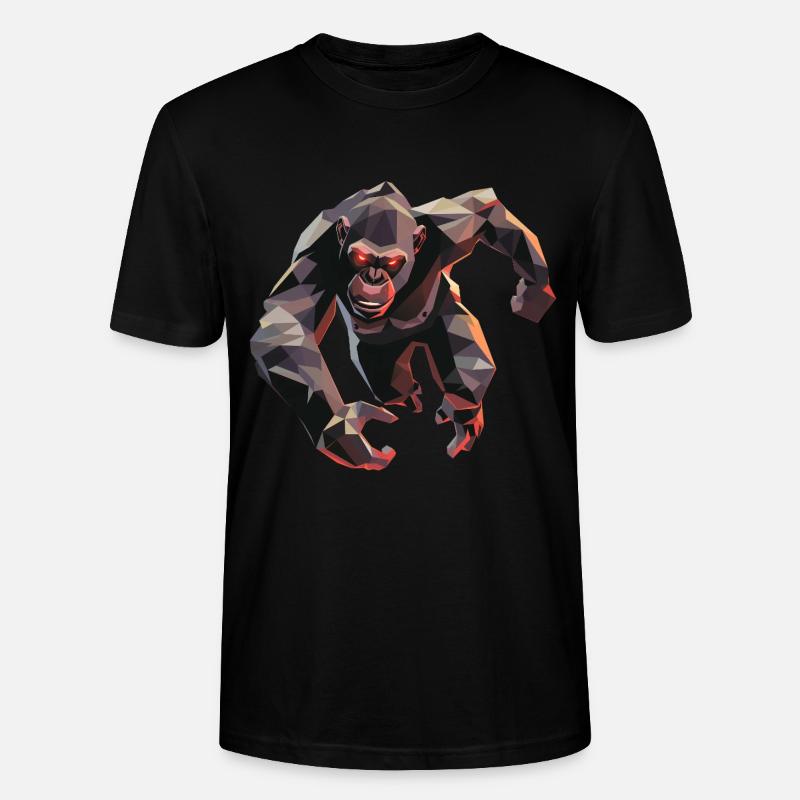 Gorilla im Low Poly Stil - Stanley/Stella Unisex Bio-T-Shirt CRAFTER - Schwarz
