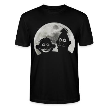 Sesamstraße Ernie & Bert Bei Mondschein - Stanley/Stella Unisex Bio-T-Shirt CRAFTER - Schwarz - Vorne - Alina (178cm) & Michal (187cm)