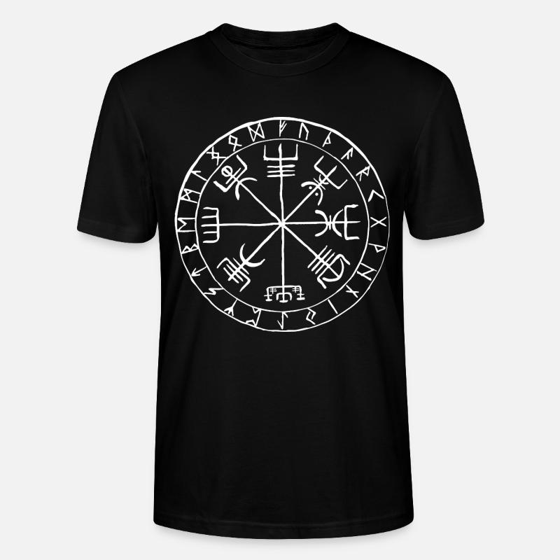 Vegvísir Runen Kompass Wikinger Symbol Design - Stanley/Stella Unisex Bio-T-Shirt CRAFTER - Schwarz