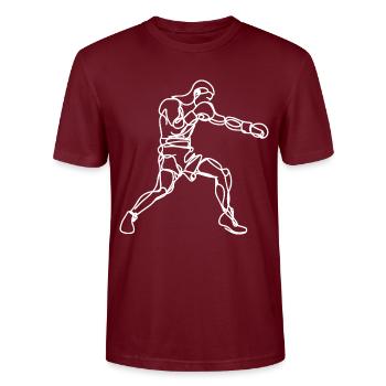 Boxer Zeichnung - Stanley/Stella Unisex Bio-T-Shirt CRAFTER - Burgunderrot - Vorne - Alina (178cm) & Michal (187cm)