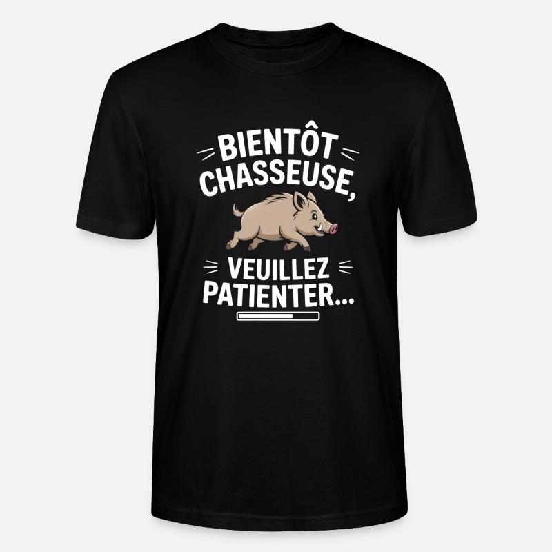 Bald Jäger, bitte warten - Stanley/Stella Unisex Bio-T-Shirt CRAFTER - Schwarz