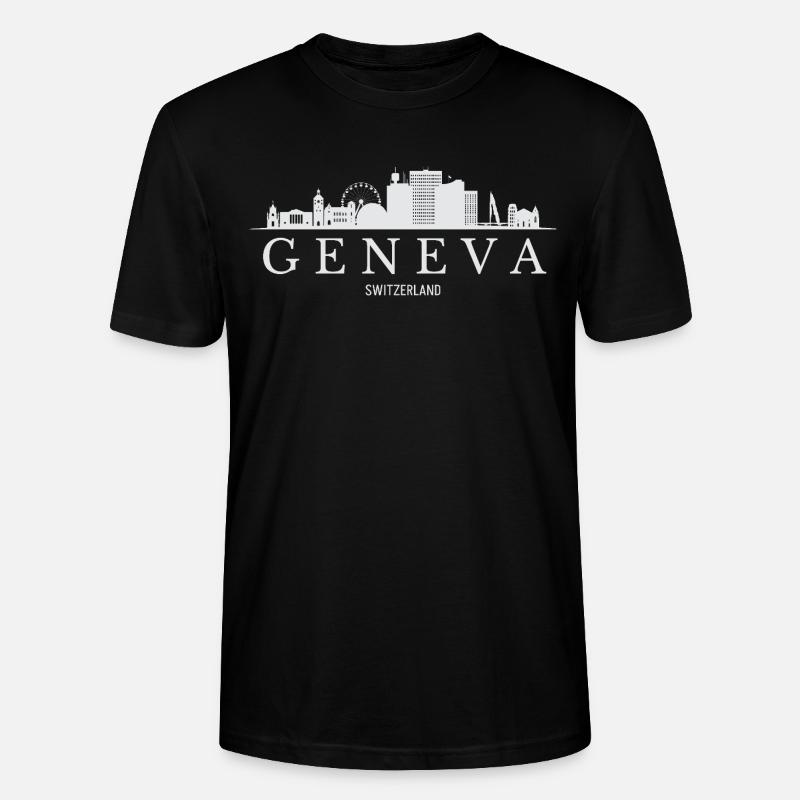 Genfer Skyline, Genf, Schweiz - Stanley/Stella Unisex Bio-T-Shirt CRAFTER - Schwarz