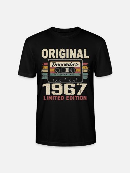December 1967 Birthday Gift - Stanley/Stella CRAFTER Unisex Organic T-Shirt - black