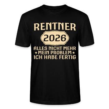 Pension Farewell Colleague Pensioner 2026 Gift - Stanley/Stella CRAFTER Unisex Organic T-Shirt - black - Front - Alina (178cm) & Michal (187cm)