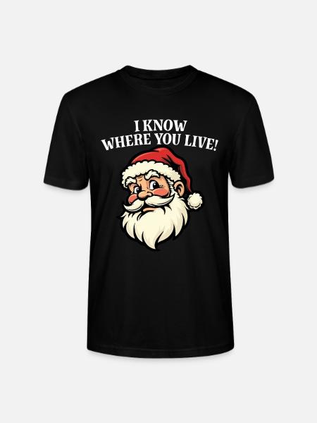 I know where you live - Santa - Stanley/Stella CRAFTER Unisex Organic T-Shirt - black