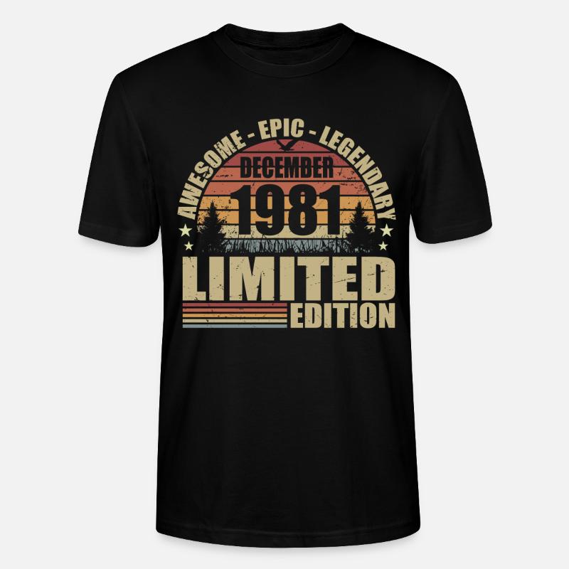 Décembre 1981 - Édition Limitée Décembre 1981 - T-shirt bio CRAFTER Stanley Stella Unisexe - noir