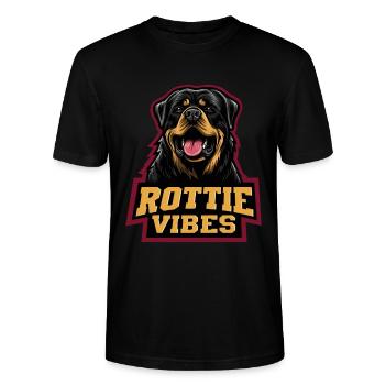 Rottweiler Kopf Rottie Vibes - Stanley/Stella Unisex Bio-T-Shirt CRAFTER - Schwarz - Vorne - Alina (178cm) & Michal (187cm)