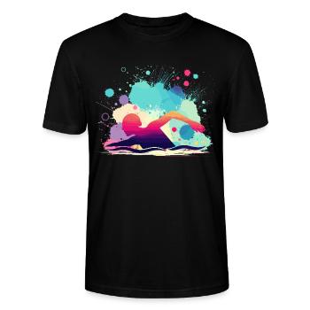 Swimmer, Swimming Woman, Swimming Instructor - Stanley/Stella CRAFTER Unisex Organic T-Shirt - black - Front - Alina (178cm) & Michal (187cm)