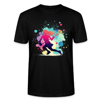 Lacrosse, Joueuse de crosse Femme, Graphique Lacrosse - T-shirt bio CRAFTER Stanley Stella Unisexe - noir - Devant - Alina (178cm) & Michal (187cm)
