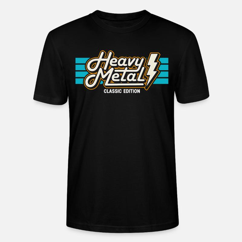 Retro Heavy Metal Abzeichen mit Blitz - Stanley/Stella Unisex Bio-T-Shirt CRAFTER - Schwarz