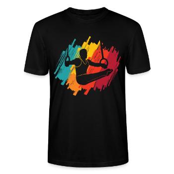 Turner Retro Gymnastik Ringeturnen Turnen - Stanley/Stella Unisex Bio-T-Shirt CRAFTER - Schwarz - Vorne - Alina (178cm) & Michal (187cm)