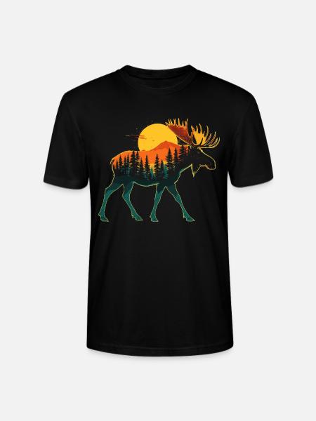 Alci, Foresta, Natura, Natura Selvaggia, Esterno, Animale - Maglietta unisex ecologica CRAFTER di Stanley/Stella - nero