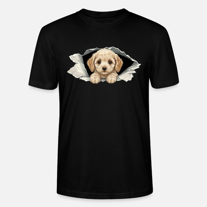 Niedlicher Cockapoo Goldendoodle Zerrissenes Papier - Stanley/Stella Unisex Bio-T-Shirt CRAFTER - Schwarz
