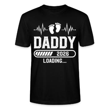 Papa 2026 neuer Vater lädt 2026 - Stanley/Stella Unisex Bio-T-Shirt CRAFTER - Schwarz - Vorne - Alina (178cm) & Michal (187cm)