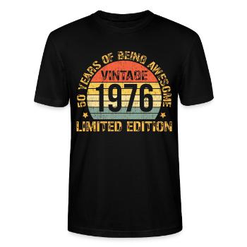 50e anniversaire Homme Femme 50 ans 1976 - T-shirt bio CRAFTER Stanley Stella Unisexe - noir - Devant - Alina (178cm) & Michal (187cm)