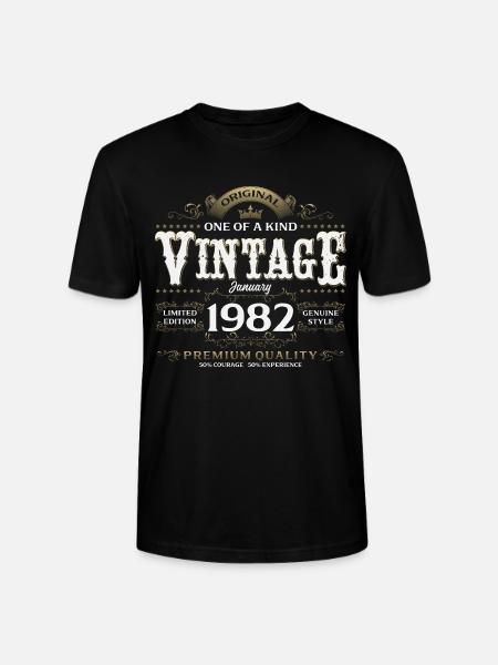 44e anniversaire millésime janvier 1982 - T-shirt bio CRAFTER Stanley Stella Unisexe - noir