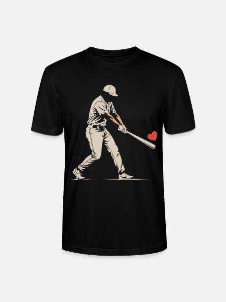Silhouette Batter Baseball Valentines - Stanley/Stella CRAFTER Unisex Organic T-Shirt - black