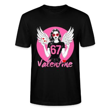 67 Valentine Flügelheldin - Stanley/Stella Unisex Bio-T-Shirt CRAFTER - Schwarz - Vorne - Alina (178cm) & Michal (187cm)