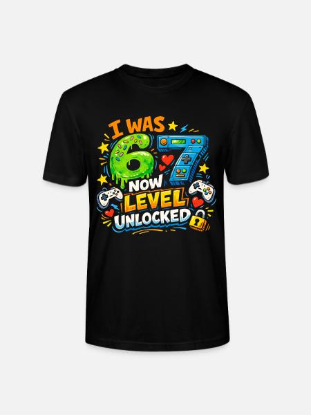 Jeg var 6 år nu, Level 7, låst op 7-års fødselsdagsgamer 67 - Stanley Stella CRAFTER unisex økologisk-T-shirt - sort
