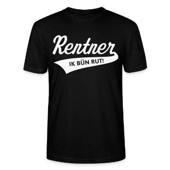 Retraités – Ik Bün Rut ! (Bas-allemand / Blanc) - T-shirt bio CRAFTER Stanley Stella Unisexe - noir - Devant - Alina (178cm) & Michal (187cm)