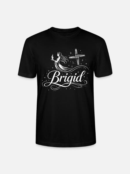 Imbolc Brigid & Flame - Symbol & Cross - Stanley/Stella CRAFTER Unisex Organic T-Shirt - black