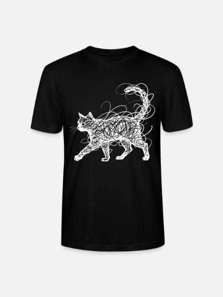 Minimalistisk krusedulle katte-stregkunst japansk - Stanley Stella CRAFTER unisex økologisk-T-shirt - sort