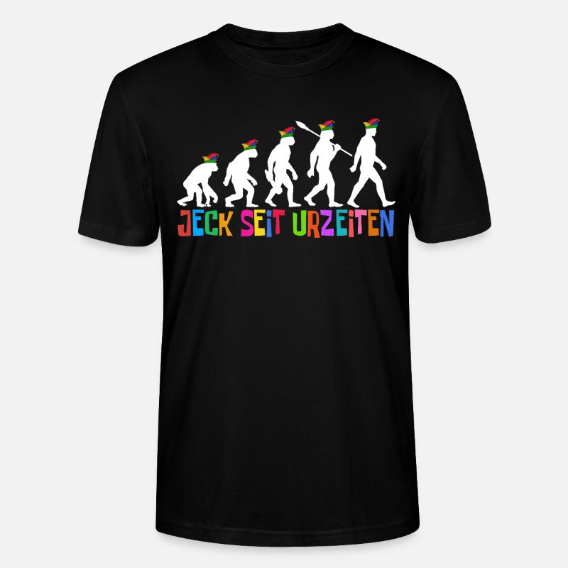Jeck seit Urzeiten | Evolution Narren, Fastnacht - Stanley/Stella Unisex Bio-T-Shirt CRAFTER - Schwarz