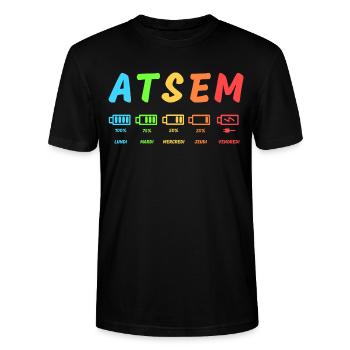 atsem, école maternelle fin d'année, maîtresse - T-shirt bio CRAFTER Stanley Stella Unisexe - noir - Devant - Alina (178cm) & Michal (187cm)