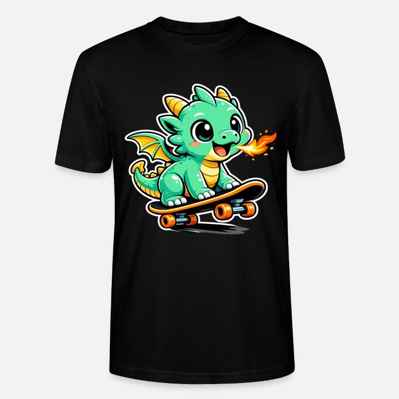 Kleiner Drachen Skateboarder - Stanley/Stella Unisex Bio-T-Shirt CRAFTER - Schwarz