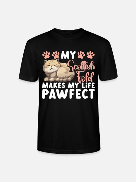 Scottish Fold Besitzer Katze Stofftier Scottish - Stanley/Stella Unisex Bio-T-Shirt CRAFTER - Schwarz