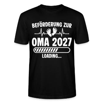 Annonce de la grossesse de la future grand-mère 2027 - T-shirt bio CRAFTER Stanley Stella Unisexe - noir - Devant - Alina (178cm) & Michal (187cm)