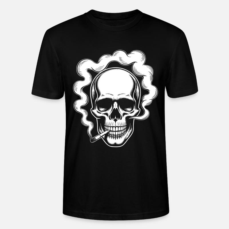 Smoking Skull Design - Stanley/Stella Unisex Bio-T-Shirt CRAFTER - Schwarz