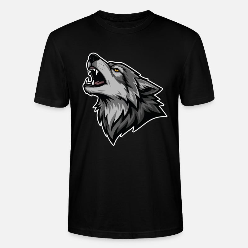 Grauer Wolf heult Wildmond-Wolf-Logo - Stanley/Stella Unisex Bio-T-Shirt CRAFTER - Schwarz
