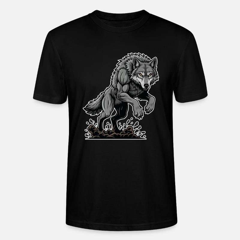 Werwolf Mighty Racing Maskottchen Wolf - Stanley/Stella Unisex Bio-T-Shirt CRAFTER - Schwarz