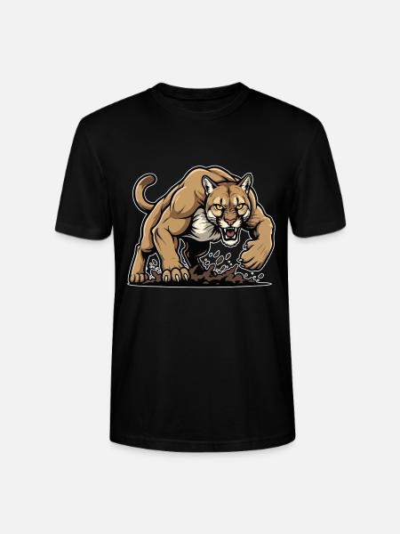 Cougar Mountain Lion Wild Mascot - Stanley/Stella CRAFTER Unisex Organic T-Shirt - black