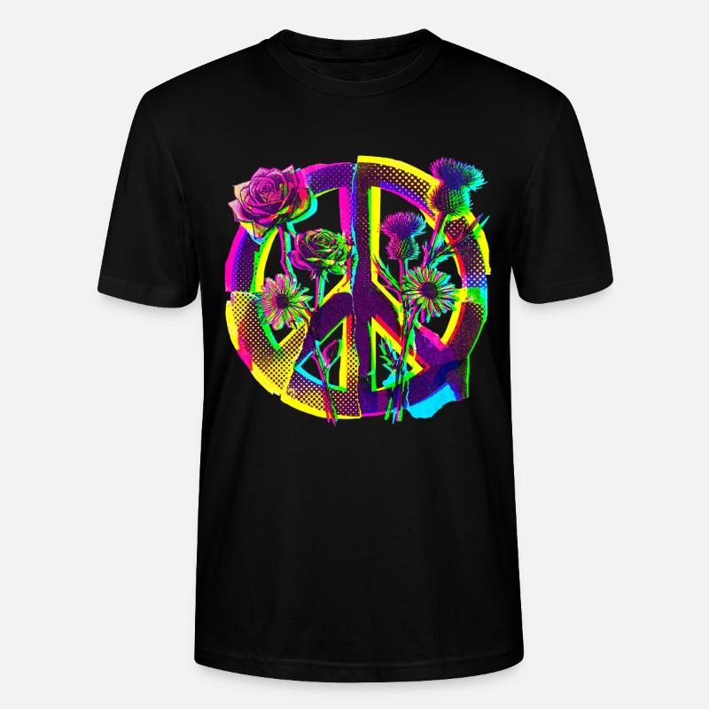 Peace Blumen Frieden Demo - Stanley/Stella Unisex Bio-T-Shirt CRAFTER - Schwarz