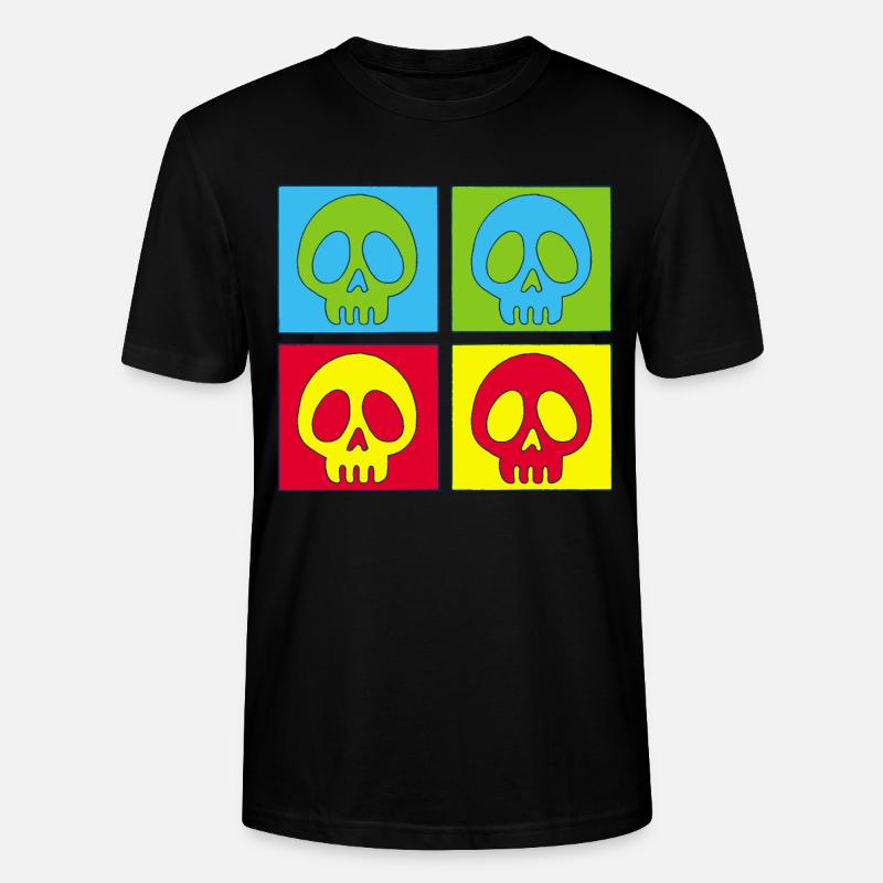 Totenschädel und vierfarbiger Druck - Stanley/Stella Unisex Bio-T-Shirt CRAFTER - Schwarz