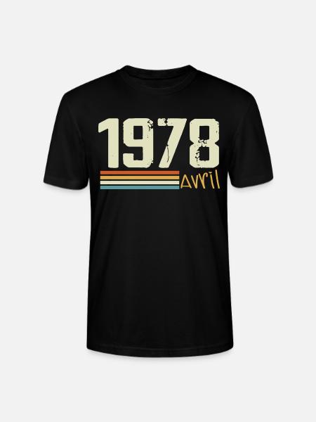 Né en avril 1978 - T-shirt bio CRAFTER Stanley Stella Unisexe - noir