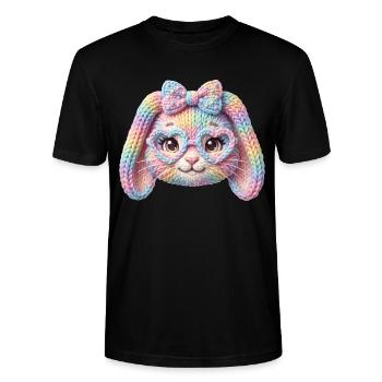 Hase Herzbrille Häschen Pastell Regenbogen Ostern - Stanley/Stella Unisex Bio-T-Shirt CRAFTER - Schwarz - Vorne - Alina (178cm) & Michal (187cm)